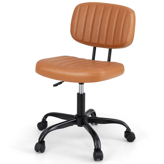 Ergonomischer Bürostuhl ohne Armlehnen, braunes Kunstleder