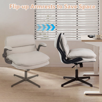 Ergonomischer Bürostuhl Beige mit hochklappbaren Armlehnen & Drehfunktion