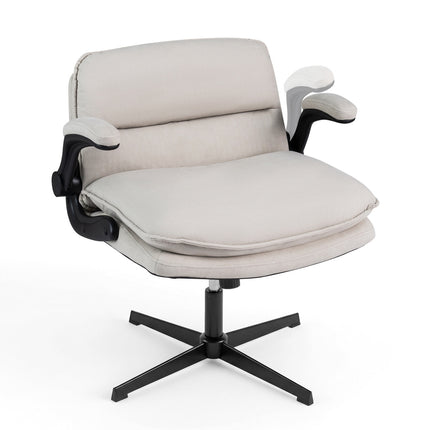 Ergonomischer Bürostuhl Beige mit hochklappbaren Armlehnen & Drehfunktion