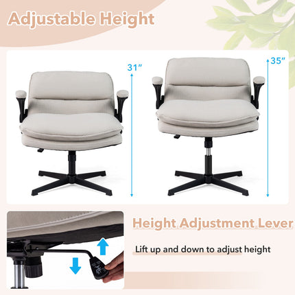 Ergonomischer Bürostuhl Beige mit hochklappbaren Armlehnen & Drehfunktion