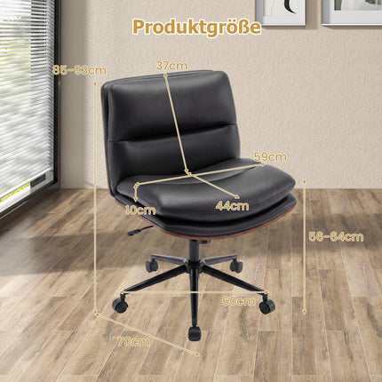 Ergonomic Black Desk Chair with Wheels, No Armrests