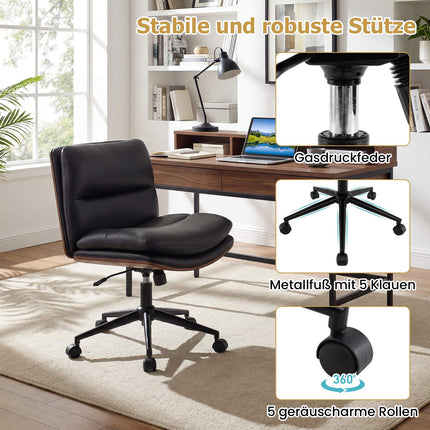 Ergonomic Black Desk Chair with Wheels, No Armrests
