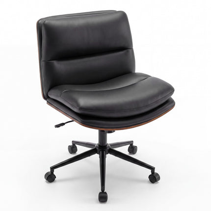 Ergonomic Black Desk Chair with Wheels, No Armrests