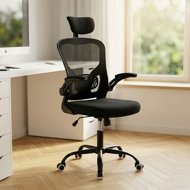 Ergonomic Black Office Chair with Head & Lumbar Support
