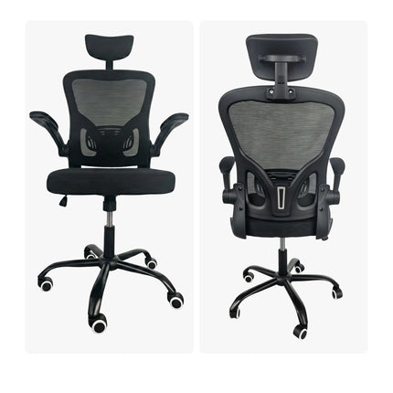 Ergonomická černá kancelářská židle s opěrkou hlavy a beder