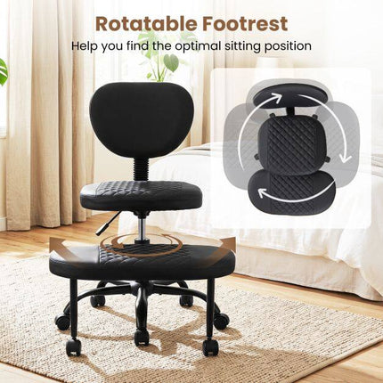 Ergonomic Cross-Legged Office Chair, Adjustable Height, Black