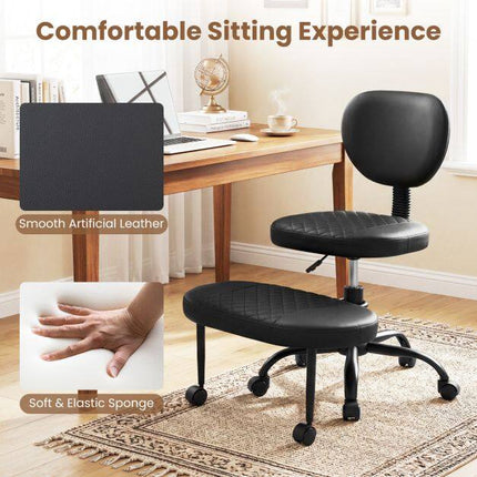 Ergonomic Cross-Legged Office Chair, Adjustable Height, Black