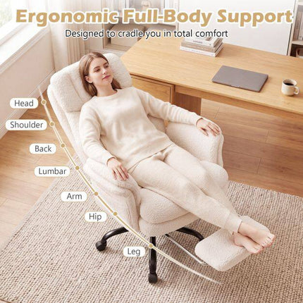 Ergonomische bureaustoel met gekruiste poten en voetensteun, wit
