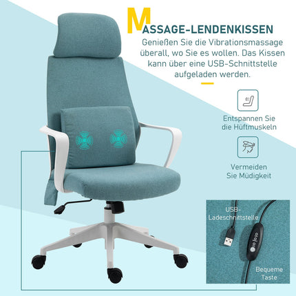 Ergonomic gaming chair with massage & adjustable height, blue
