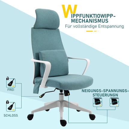 Ergonomic gaming chair with massage & adjustable height, blue