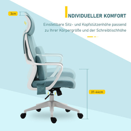 Ergonomic gaming chair with massage & adjustable height, blue
