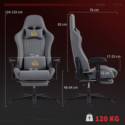 Ergonomická herní židle, 3D područky, nastavitelná, šedá