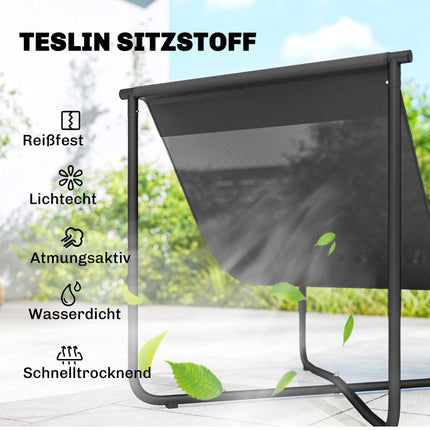 Ergonomischer Gartenstuhl mit Kissen, Dunkelgrau, 120kg Tragfähigkeit