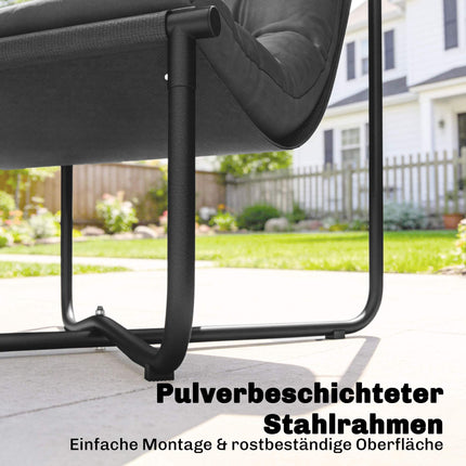 Ergonomischer Gartenstuhl mit Kissen, Dunkelgrau, 120kg Tragfähigkeit