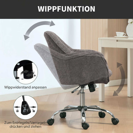 Ergonomic Grey Office Chair with Swivel and Rocking Function
