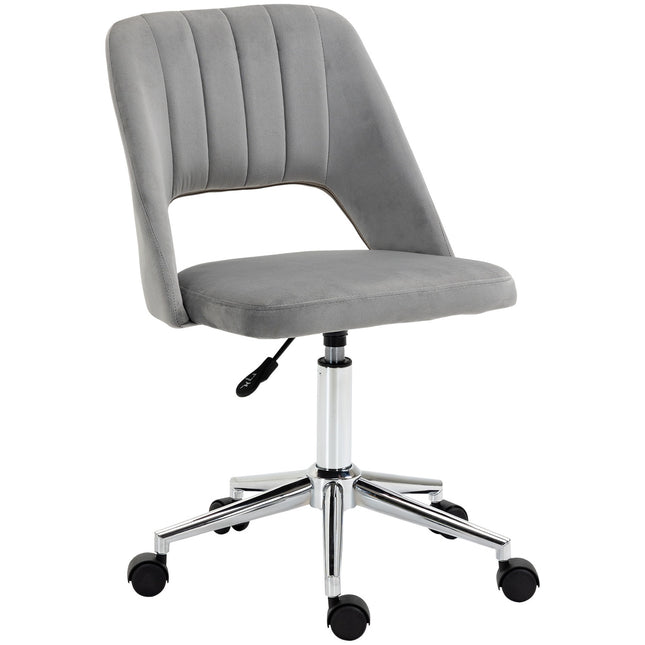 Ergonomic Grey Velvet Office Chair with Adjustable Height