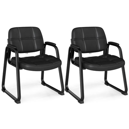 Ergonomisches Besucherstuhl-Set mit Metallgestell, Schwarz