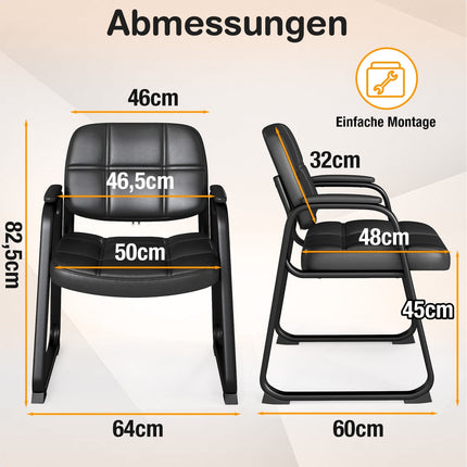 Ergonomisches Besucherstuhl-Set mit Metallgestell, Schwarz