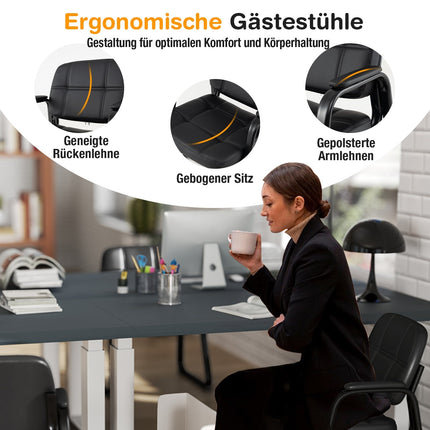 Ergonomisches Besucherstuhl-Set mit Metallgestell, Schwarz