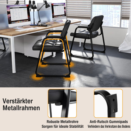 Ergonomisches Besucherstuhl-Set mit Metallgestell, Schwarz