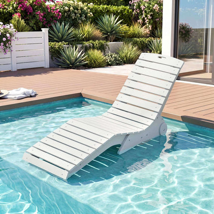 Ergonomic HDPE Pool Lounger with Wheels – White