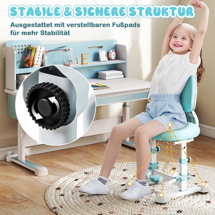 Ergonomischer Kinder-Schreibtischstuhl mit verstellbarer Rückenlehne und Fußstütze