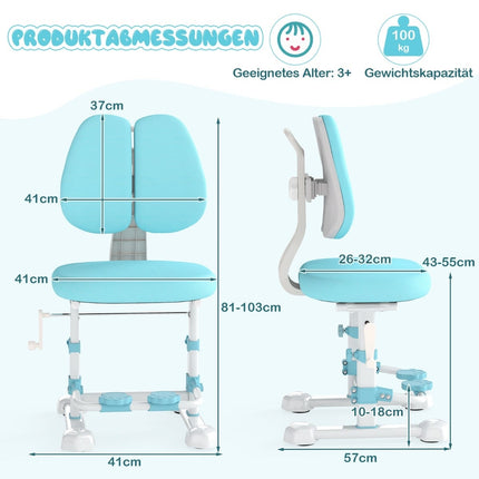 Ergonomischer Kinder-Schreibtischstuhl mit verstellbarer Rückenlehne und Fußstütze