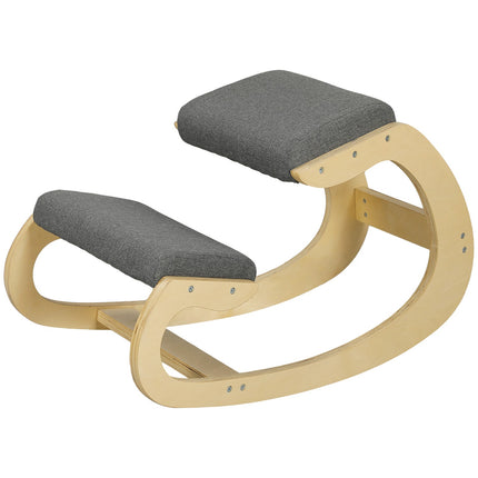 Ergonomic rocking kneeling chair for improved posture, gray