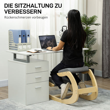 Ergonomic rocking kneeling chair for improved posture, gray