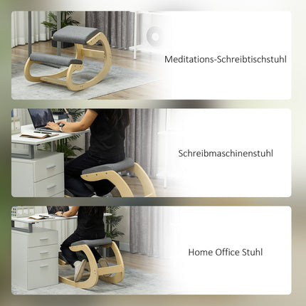 Ergonomic rocking kneeling chair for improved posture, gray