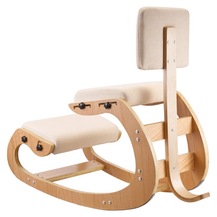 Ergonomic Kneeling Chair – Adjustable Height, Backrest, Wood Frame