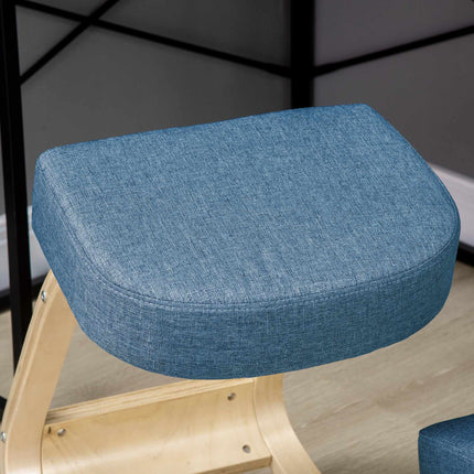 Ergonomischer Kniestuhl, Birkenholz, 120kg Tragkraft, Blau