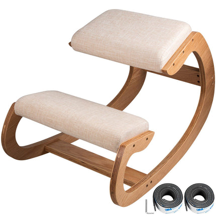 Ergonomic Kneeling Chair, Birch Wood, 220 lb Capacity