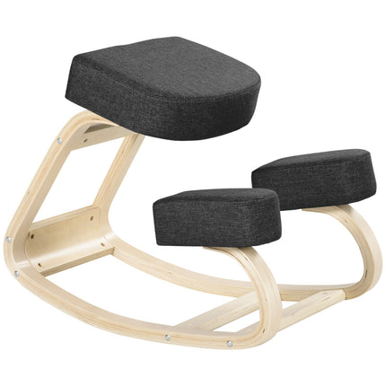 Ergonomischer Kniestuhl, Birke, Schwarz, 120 kg Tragkraft