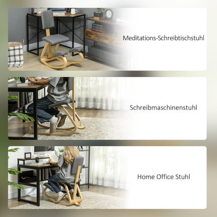 Ergonomická klekačka, březové dřevo, šedá, pro domov i kancelář