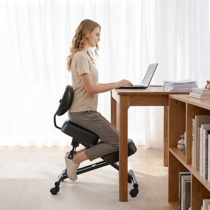 Ergonomic Kneeling Chair With Backrest, Wheels, Adjustable