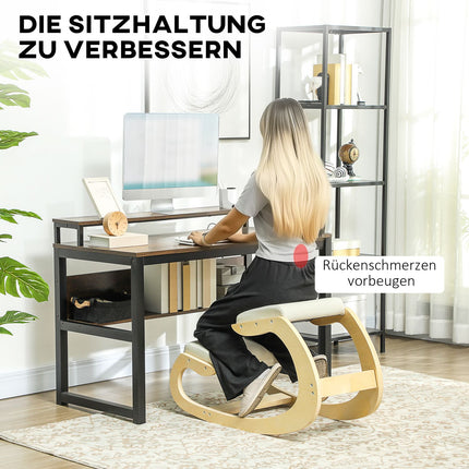 Ergonomischer Kniestuhl für Haltung, Schaukeldesign, Cremefarben