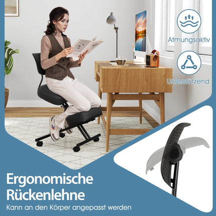 Ergonomischer Kniestuhl mit verstellbarer Höhe und Rückenlehne
