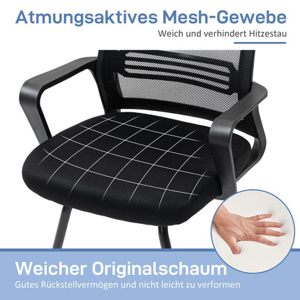 Ergonomischer Netzstuhl, Schaumstoff, Metallbeine, Schwarz
