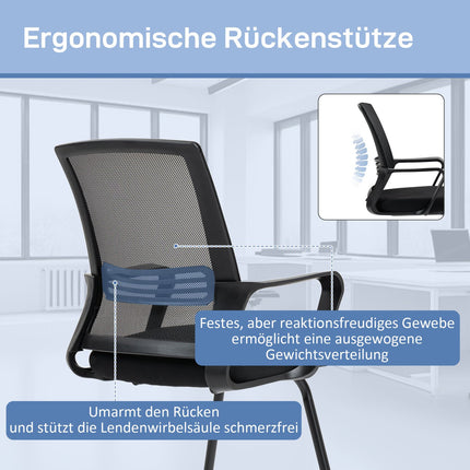 Ergonomischer Netzstuhl, Schaumstoff, Metallbeine, Schwarz