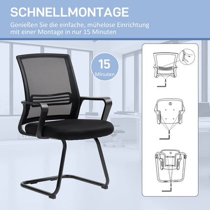 Ergonomischer Netzstuhl, Schaumstoff, Metallbeine, Schwarz