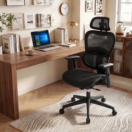 Ergonomic Mesh Office Chair, Adjustable Armrests & Headrest, Black