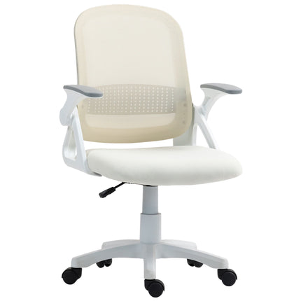 Ergonomischer Bürostuhl mit Netzrückenlehne, hochklappbare Armlehnen, Weiß