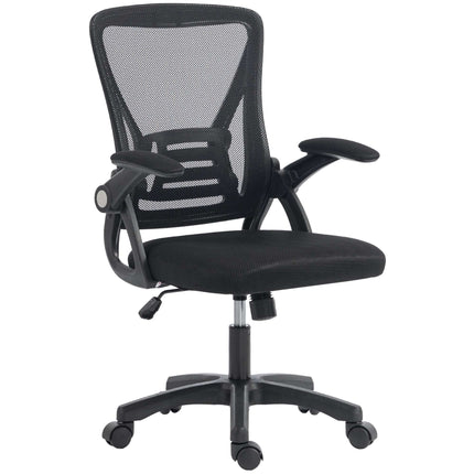 Ergonomic Mesh Office Chair with Flip-Up Armrests, Lumbar Support, Black