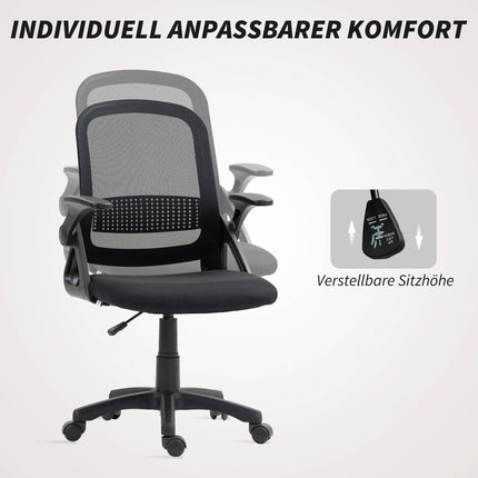 Ergonomic Mesh Office Chair with Foldable Arms, Black