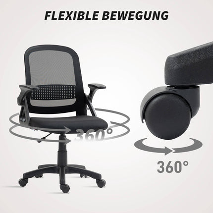 Ergonomic Mesh Office Chair with Foldable Arms, Black