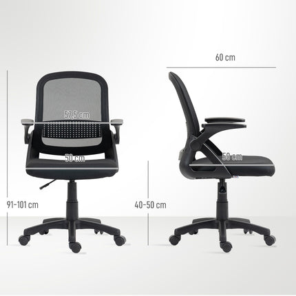Ergonomic Mesh Office Chair with Foldable Arms, Black