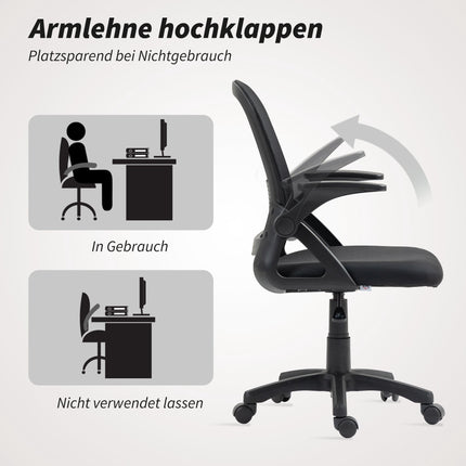 Ergonomic Mesh Office Chair with Foldable Arms, Black