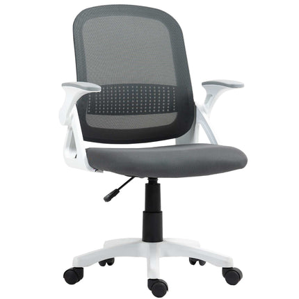 Ergonomischer Bürostuhl aus Mesh mit klappbaren Armlehnen, Grau