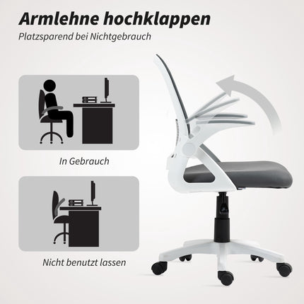 Ergonomischer Bürostuhl aus Mesh mit klappbaren Armlehnen, Grau